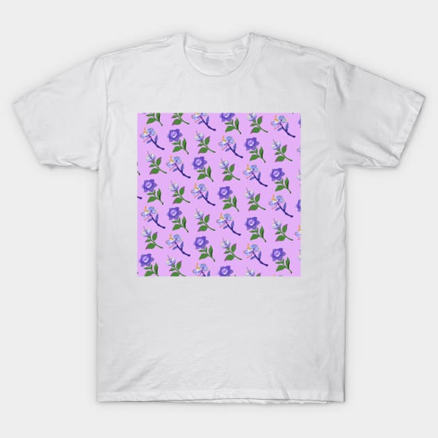 Sumeru Flowers Print (Purple) T-Shirt by casserolestan